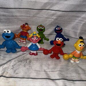 Vintage 1994 Jim Henson Sesame Street Lot Of 7 Connect And Count Childrens Toys